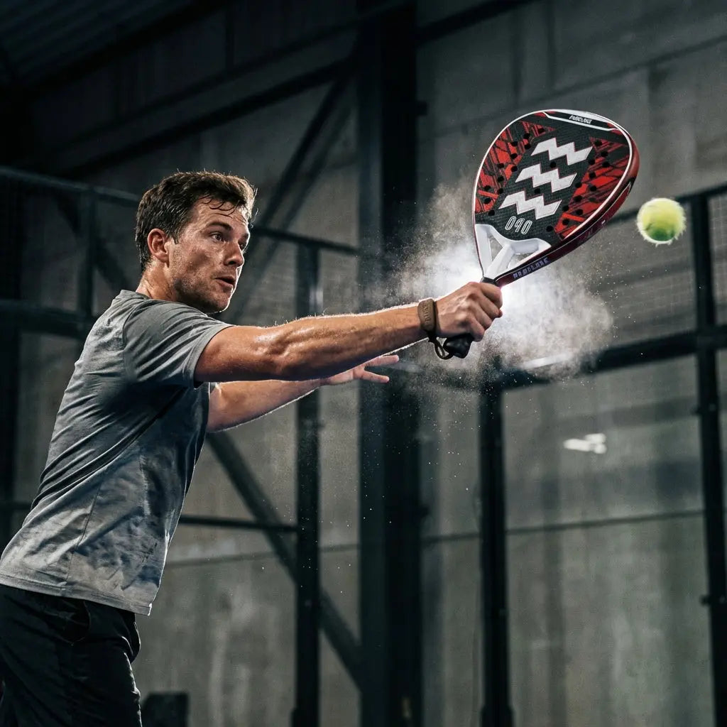 padel pro slaat de padelbal met een padel racket
