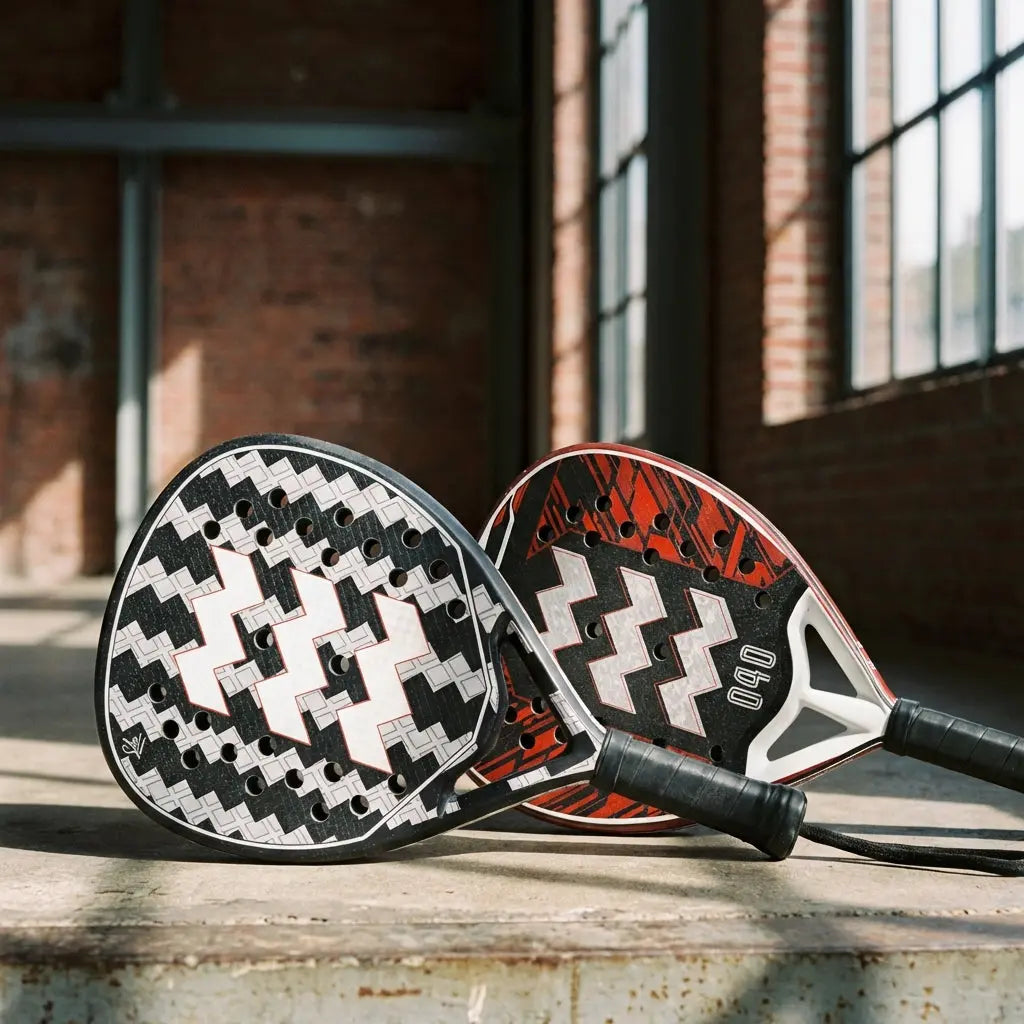 2 padel racket zwart op de grond