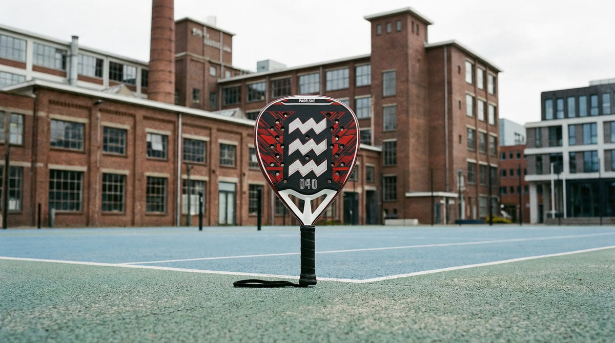 een padelracket op een padelbaan in padel eindhoven