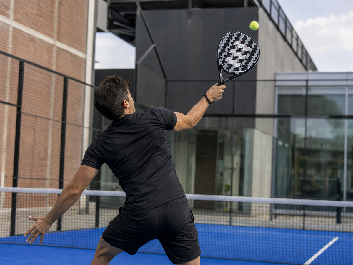 padel speler die de vibora uitoefent