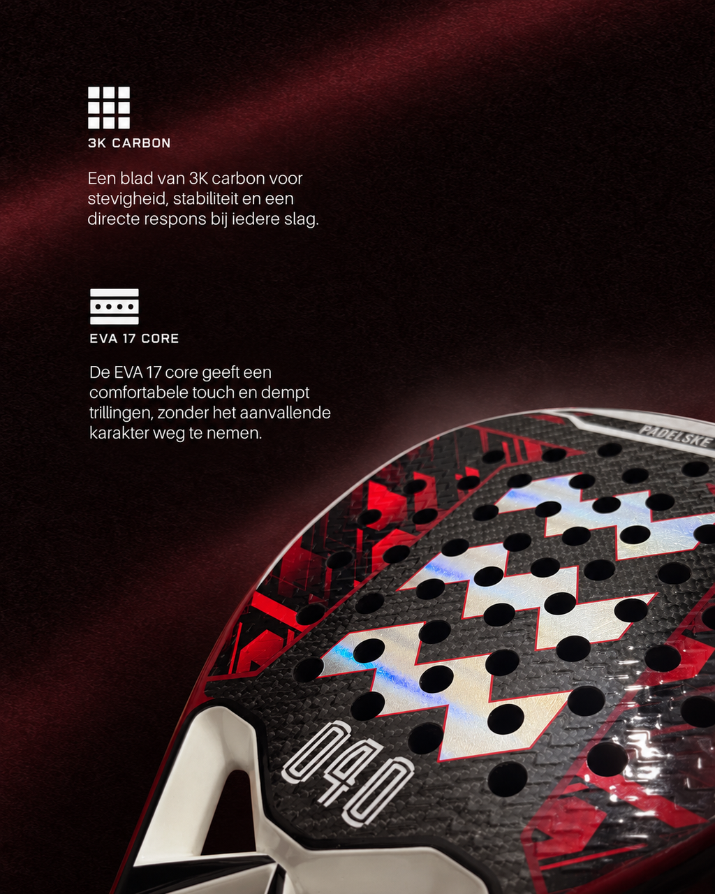 PADELSKE - EINDJE 3K Carbon - Padel Racket